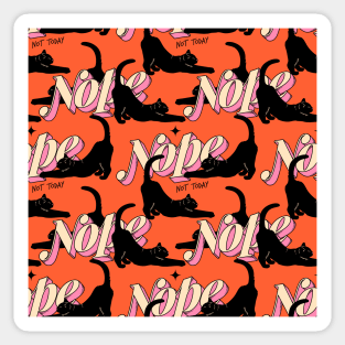 Monday Nope Black Cat Pattern in orange Sticker